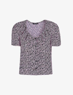 Whistles Floral-print Frilled Crepe Blouse