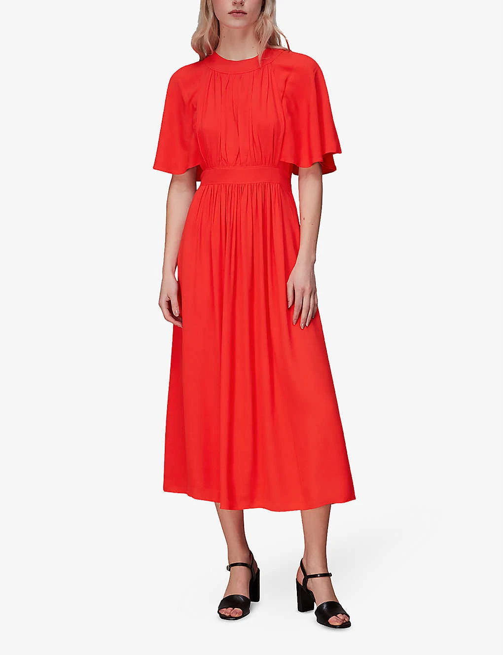 Whistles Amelia Cape-sleeved Crepe Maxi Dress 2 Whistles Amelia Cape-sleeved Crepe Maxi Dress - Image 2