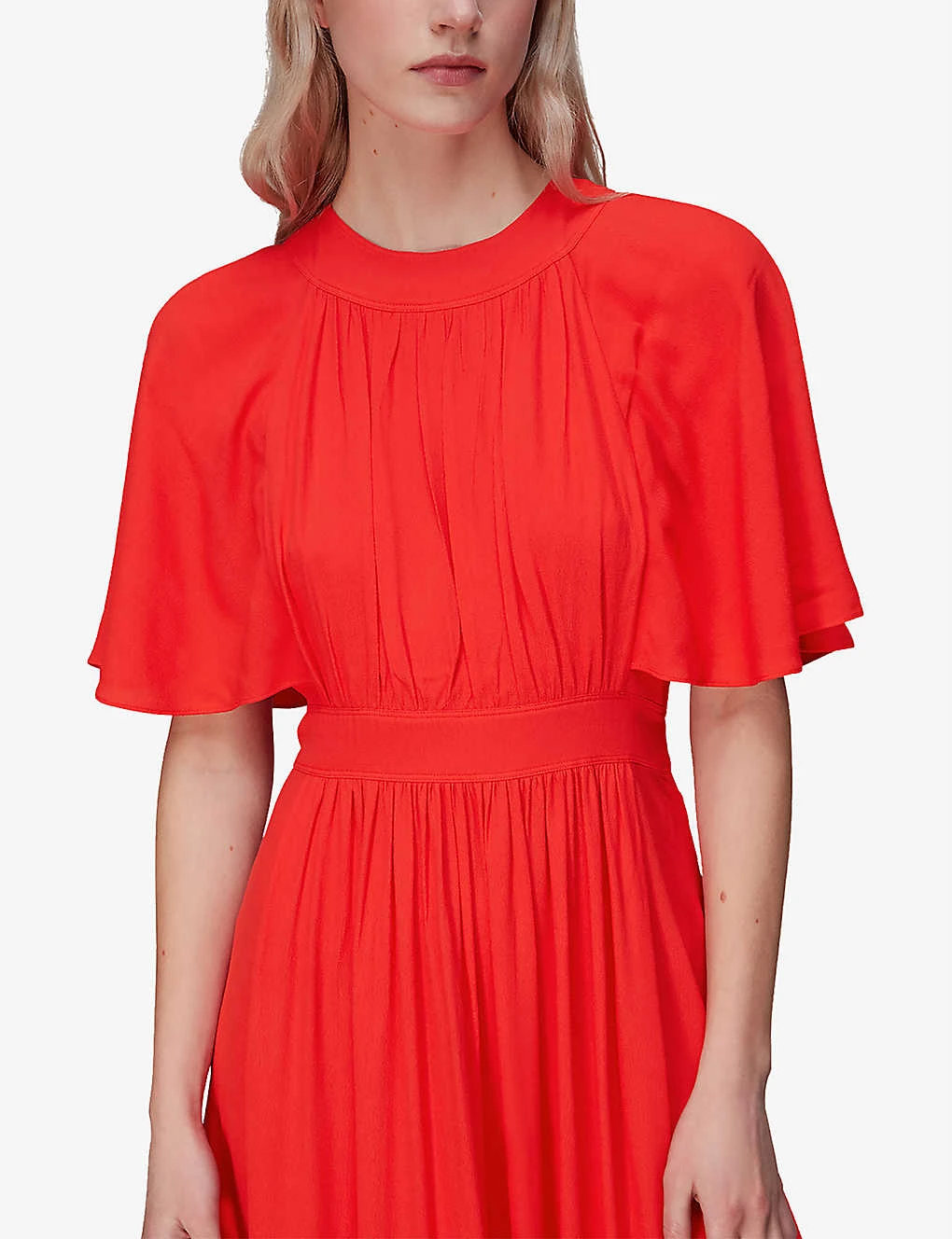 Whistles Amelia Cape-sleeved Crepe Maxi Dress 3 Whistles Amelia Cape-sleeved Crepe Maxi Dress - Image 3