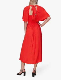 Whistles Amelia Cape-sleeved Crepe Maxi Dress 8 Whistles Amelia Cape-sleeved Crepe Maxi Dress -The Fashion Shop R03942760 RED ALT03