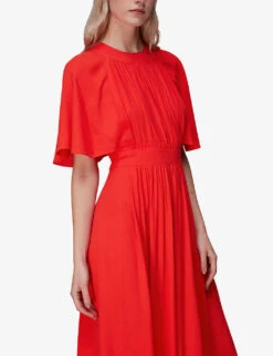 Whistles Amelia Cape-sleeved Crepe Maxi Dress 9 Whistles Amelia Cape-sleeved Crepe Maxi Dress -The Fashion Shop R03942760 RED ALT04