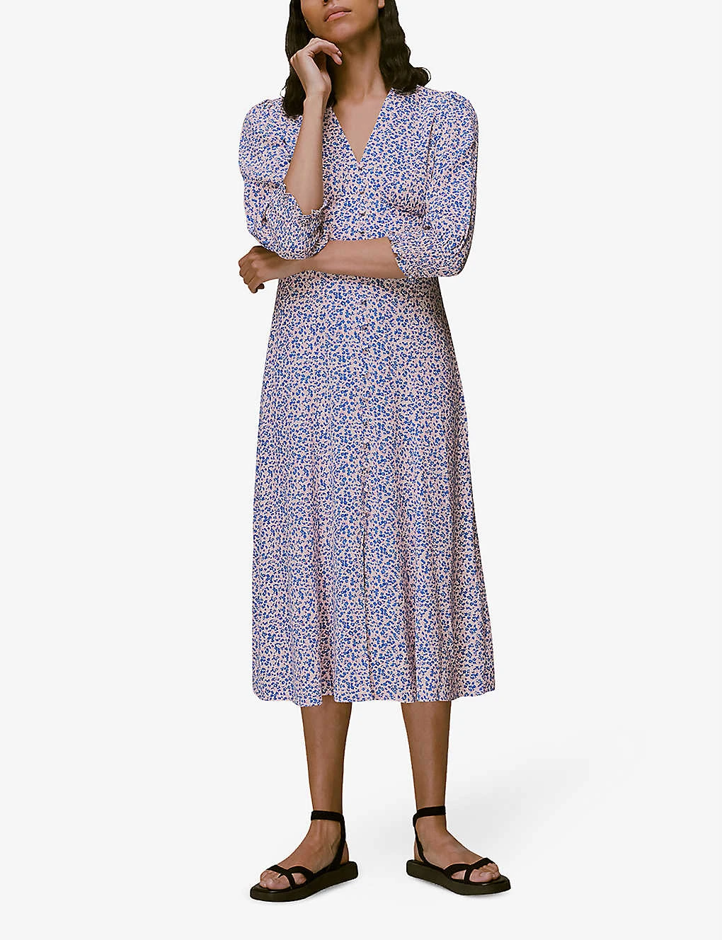 Whistles Floral-print Crepe Midi Dress 2 Whistles Floral-print Crepe Midi Dress - Image 2
