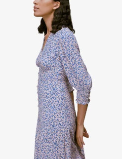 Whistles Floral-print Crepe Midi Dress 8 Whistles Floral-print Crepe Midi Dress -The Fashion Shop R03942765 MULTICOLOURED ALT02