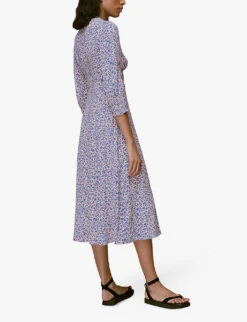 Whistles Floral-print Crepe Midi Dress 9 Whistles Floral-print Crepe Midi Dress -The Fashion Shop R03942765 MULTICOLOURED ALT03