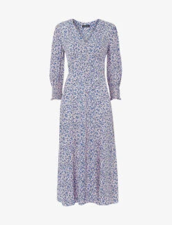 Whistles Floral-print Crepe Midi Dress