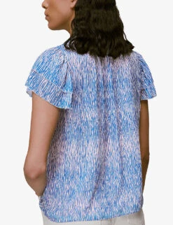 Whistles Dobby Tiger-print Recycled-polyester Blouse 8 Whistles Dobby Tiger-print Recycled-polyester Blouse -The Fashion Shop R03942766 MULTICOLOURED ALT03