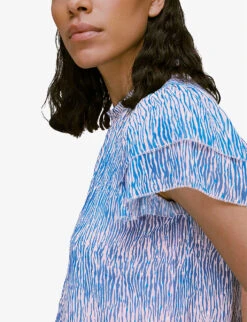 Whistles Dobby Tiger-print Recycled-polyester Blouse 9 Whistles Dobby Tiger-print Recycled-polyester Blouse -The Fashion Shop R03942766 MULTICOLOURED ALT04