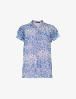 Whistles Dobby Tiger-print Recycled-polyester Blouse