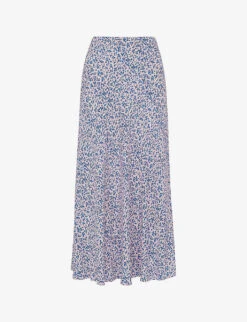 Whistles Floral-print Crepe Midi Skirt