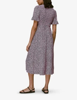 Whistles Aria Floral-print Crepe Midi Dress 9 Whistles Aria Floral-print Crepe Midi Dress -The Fashion Shop R03945300 MULTICOLOURED ALT03