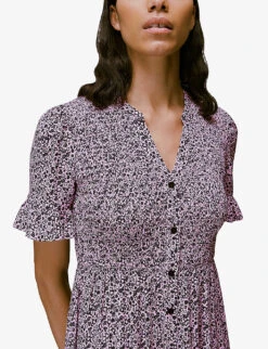 Whistles Aria Floral-print Crepe Midi Dress 11 Whistles Aria Floral-print Crepe Midi Dress -The Fashion Shop R03945300 MULTICOLOURED ALT05