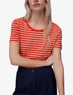 Whistles Rosa Striped Cotton-jersey T-shirt 7 Whistles Rosa Striped Cotton-jersey T-shirt -The Fashion Shop R03945995 MULTICOLOURED ALT02