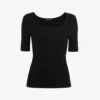 Whistles Square-neck Puffed-shoulder Stretch-woven T-shirt