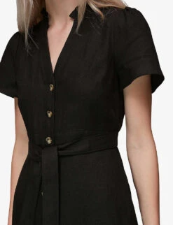 Whistles Emmie Relaxed-fit Linen Jumpsuit -The Fashion Shop R03946311 BLACK ALT04