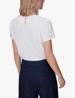Whistles Matilda Broderie-anglaise Organic-cotton T-shirt 9 Whistles Matilda Broderie-anglaise Organic-cotton T-shirt -The Fashion Shop R03946314 WHITE ALT03