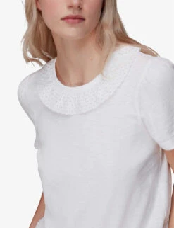 Whistles Matilda Broderie-anglaise Organic-cotton T-shirt 11 Whistles Matilda Broderie-anglaise Organic-cotton T-shirt -The Fashion Shop R03946314 WHITE ALT05