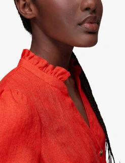 Whistles Emmie Relaxed-fit Linen Jumpsuit 10 Whistles Emmie Relaxed-fit Linen Jumpsuit -The Fashion Shop R03946652 RED ALT04