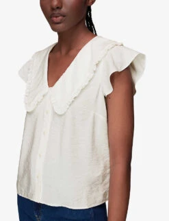 Whistles Ruffled-collar Woven Top 8 Whistles Ruffled-collar Woven Top -The Fashion Shop R03948408 WHITE ALT02