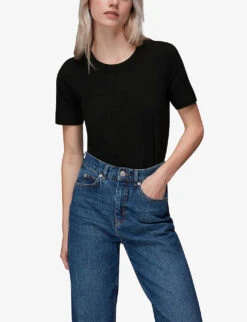 Whistles Rosa Double-trim Cotton T-shirt 8 Whistles Rosa Double-trim Cotton T-shirt -The Fashion Shop R03948409 BLACK ALT02