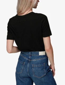 Whistles Rosa Double-trim Cotton T-shirt 9 Whistles Rosa Double-trim Cotton T-shirt -The Fashion Shop R03948409 BLACK ALT03