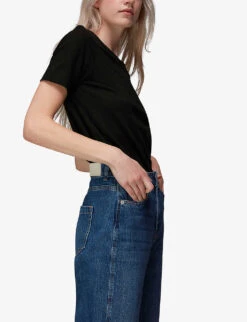 Whistles Rosa Double-trim Cotton T-shirt 11 Whistles Rosa Double-trim Cotton T-shirt -The Fashion Shop R03948409 BLACK ALT05