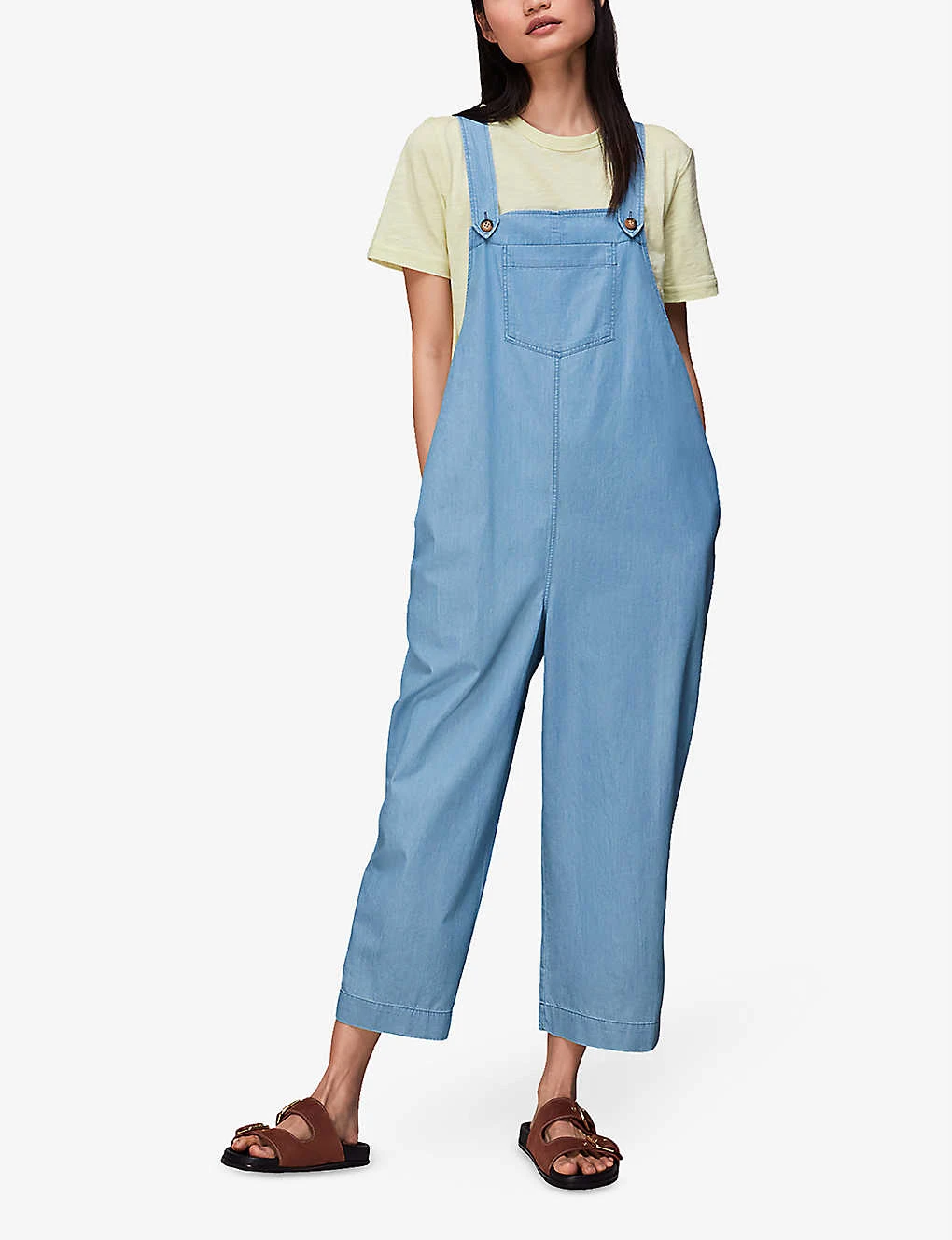 Whistles Rita Sleeveless Relaxed-fit Wide-leg Cotton-blend Dungarees 2 Whistles Rita Sleeveless Relaxed-fit Wide-leg Cotton-blend Dungarees - Image 2