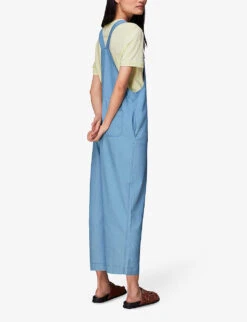 Whistles Rita Sleeveless Relaxed-fit Wide-leg Cotton-blend Dungarees 9 Whistles Rita Sleeveless Relaxed-fit Wide-leg Cotton-blend Dungarees -The Fashion Shop R03952633 ALT03