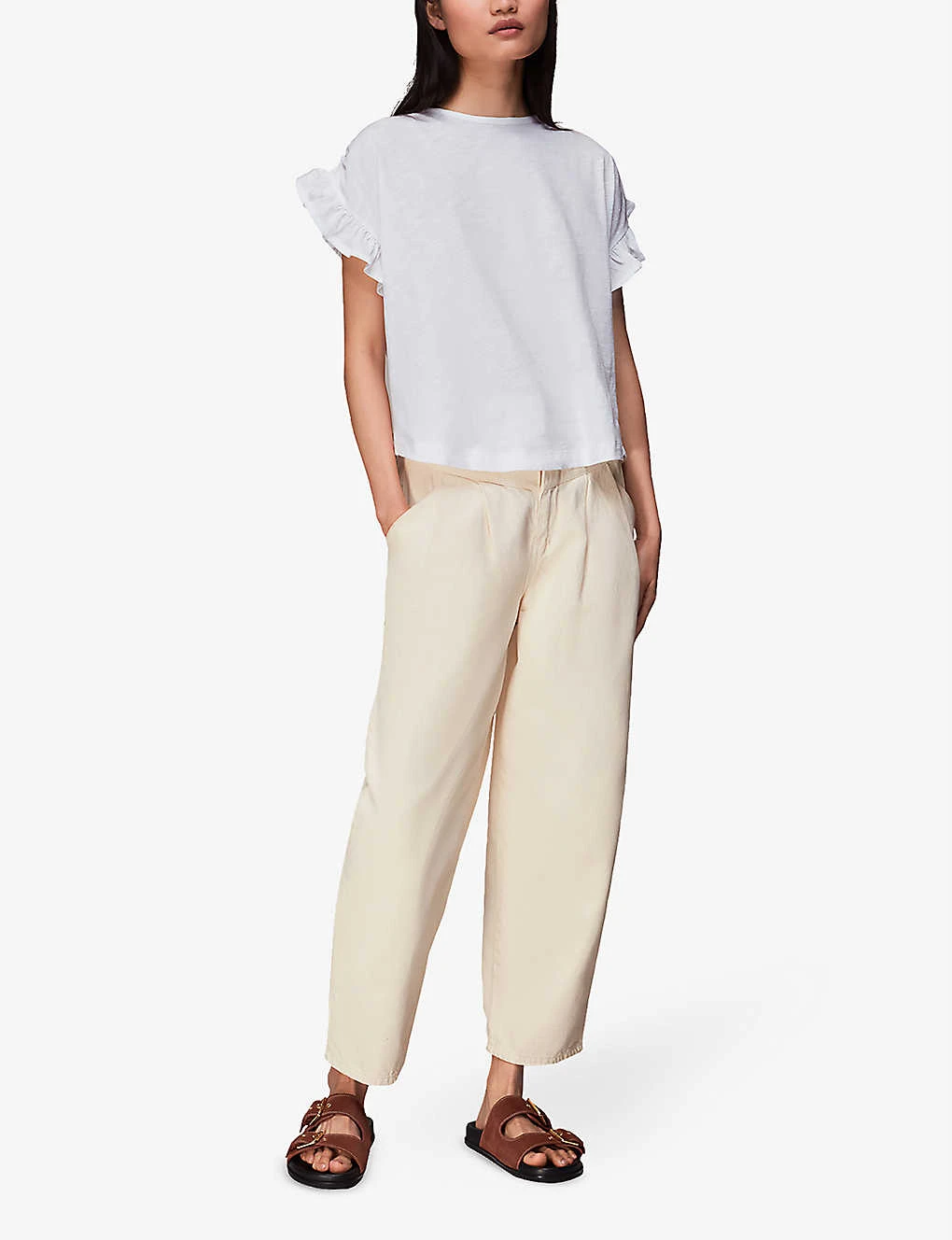 Whistles Frilled-sleeve Drawstring-shoulder Cotton Top 2 Whistles Frilled-sleeve Drawstring-shoulder Cotton Top - Image 2