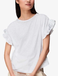 Whistles Frilled-sleeve Drawstring-shoulder Cotton Top 8 Whistles Frilled-sleeve Drawstring-shoulder Cotton Top -The Fashion Shop R03952634 WHITE ALT02