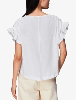 Whistles Frilled-sleeve Drawstring-shoulder Cotton Top 9 Whistles Frilled-sleeve Drawstring-shoulder Cotton Top -The Fashion Shop R03952634 WHITE ALT03