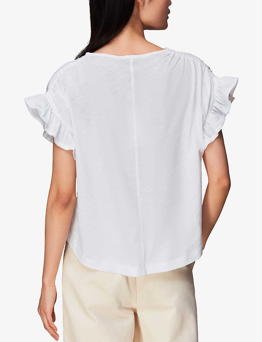 Whistles Frilled-sleeve Drawstring-shoulder Cotton Top 4 Whistles Frilled-sleeve Drawstring-shoulder Cotton Top - Image 4