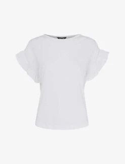 Whistles Frilled-sleeve Drawstring-shoulder Cotton Top