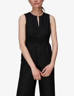 Whistles Melanie V-neck Linen Jumpsuit 9 Whistles Melanie V-neck Linen Jumpsuit -The Fashion Shop R03952635 BLACK ALT02