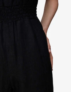 Whistles Melanie V-neck Linen Jumpsuit 12 Whistles Melanie V-neck Linen Jumpsuit -The Fashion Shop R03952635 BLACK ALT05