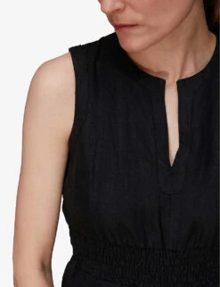 Whistles Melanie V-neck Linen Jumpsuit 13 Whistles Melanie V-neck Linen Jumpsuit -The Fashion Shop R03952635 BLACK ALT06