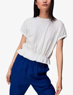 Whistles Celly Gathered-hem Cotton Top 7 Whistles Celly Gathered-hem Cotton Top -The Fashion Shop R03953241 WHITE ALT02