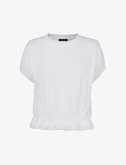 Whistles Celly Gathered-hem Cotton Top
