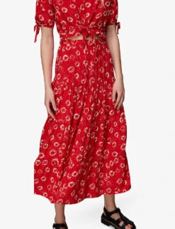 Whistles Tie-dye Tiered Woven Midi Skirt -The Fashion Shop R03953960 MULTICOLOURED ALT02