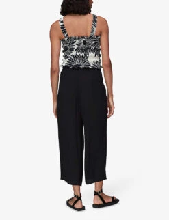 Whistles Imogen Elasticated-waist Relaxed-fit Wide-leg High-rise Woven Trousers -The Fashion Shop R03953962 BLACK ALT03