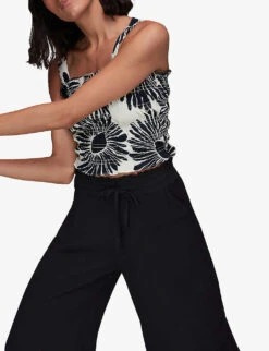 Whistles Imogen Elasticated-waist Relaxed-fit Wide-leg High-rise Woven Trousers -The Fashion Shop R03953962 BLACK ALT04