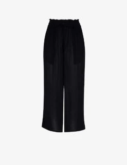 Whistles Imogen Elasticated-waist Relaxed-fit Wide-leg High-rise Woven Trousers