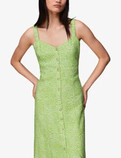 Whistles Checkerboard-print Button-front Linen-blend Midi Dress 9 Whistles Checkerboard-print Button-front Linen-blend Midi Dress -The Fashion Shop R03954856 MULTICOLOURED ALT02