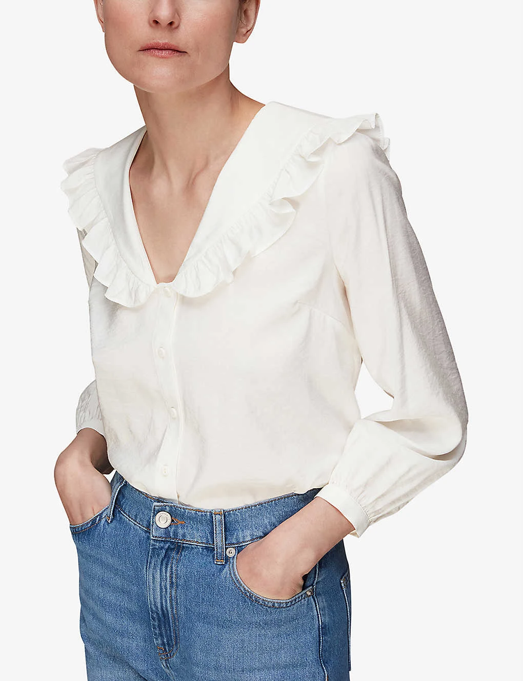 Whistles Lenny Frill-collar Woven Top 3 Whistles Lenny Frill-collar Woven Top - Image 3