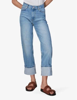 Whistles Authentic Alba Upturned-hem Straight High-rise Regular-fit Organic-denim Jeans 7 Whistles Authentic Alba Upturned-hem Straight High-rise Regular-fit Organic-denim Jeans -The Fashion Shop R03955555 BLUE ALT02