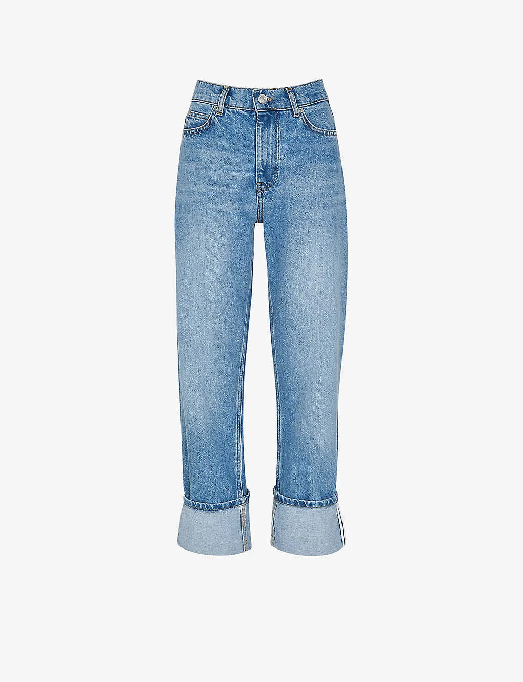 Whistles Authentic Alba Upturned-hem Straight High-rise Regular-fit Organic-denim Jeans 1 Whistles Authentic Alba Upturned-hem Straight High-rise Regular-fit Organic-denim Jeans