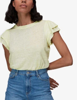 Whistles Laura Ruffled Linen T-shirt 8 Whistles Laura Ruffled Linen T-shirt -The Fashion Shop R03957363 YELLOW ALT02