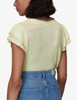 Whistles Laura Ruffled Linen T-shirt 9 Whistles Laura Ruffled Linen T-shirt -The Fashion Shop R03957363 YELLOW ALT03