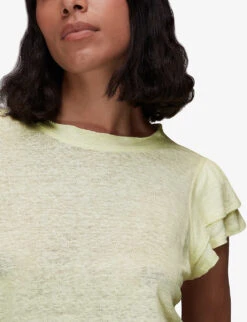 Whistles Laura Ruffled Linen T-shirt 10 Whistles Laura Ruffled Linen T-shirt -The Fashion Shop R03957363 YELLOW ALT04