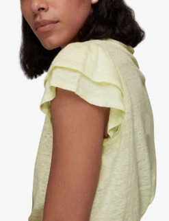 Whistles Laura Ruffled Linen T-shirt 11 Whistles Laura Ruffled Linen T-shirt -The Fashion Shop R03957363 YELLOW ALT05