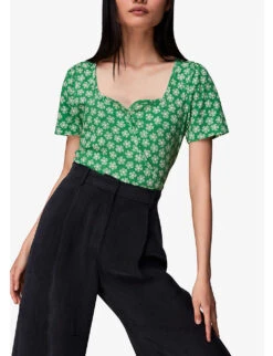 Whistles Daisy Check Floral-print Cotton T-shirt 9 Whistles Daisy Check Floral-print Cotton T-shirt -The Fashion Shop R03957364 MULTICOLOURED ALT04